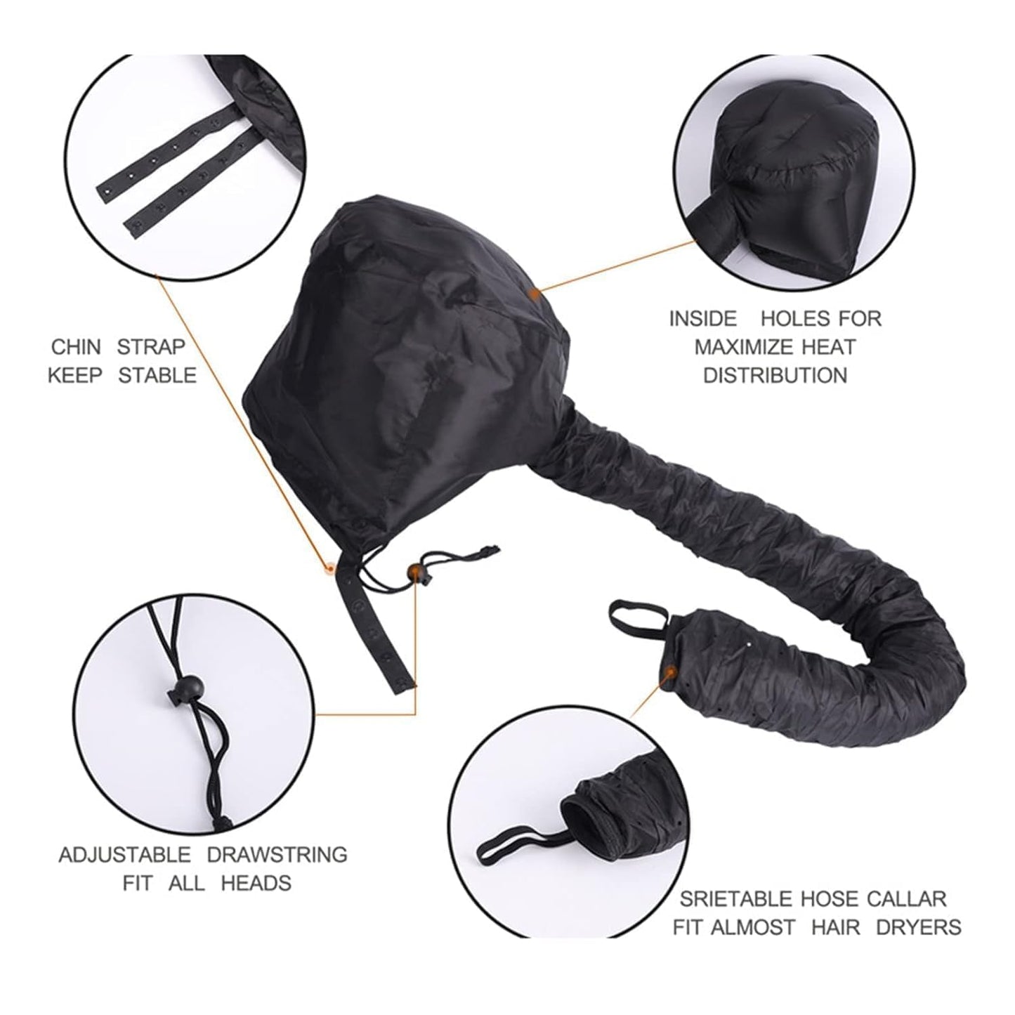 Hair Dryer Hooded Diffuser Cap for Curly, Speeds Up Drying