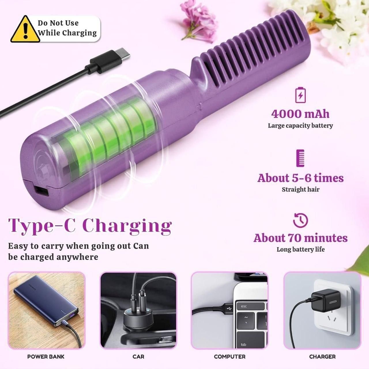 MiniPro™ Cordless Hair Styler + Hot Comb for Quick Touch-Ups