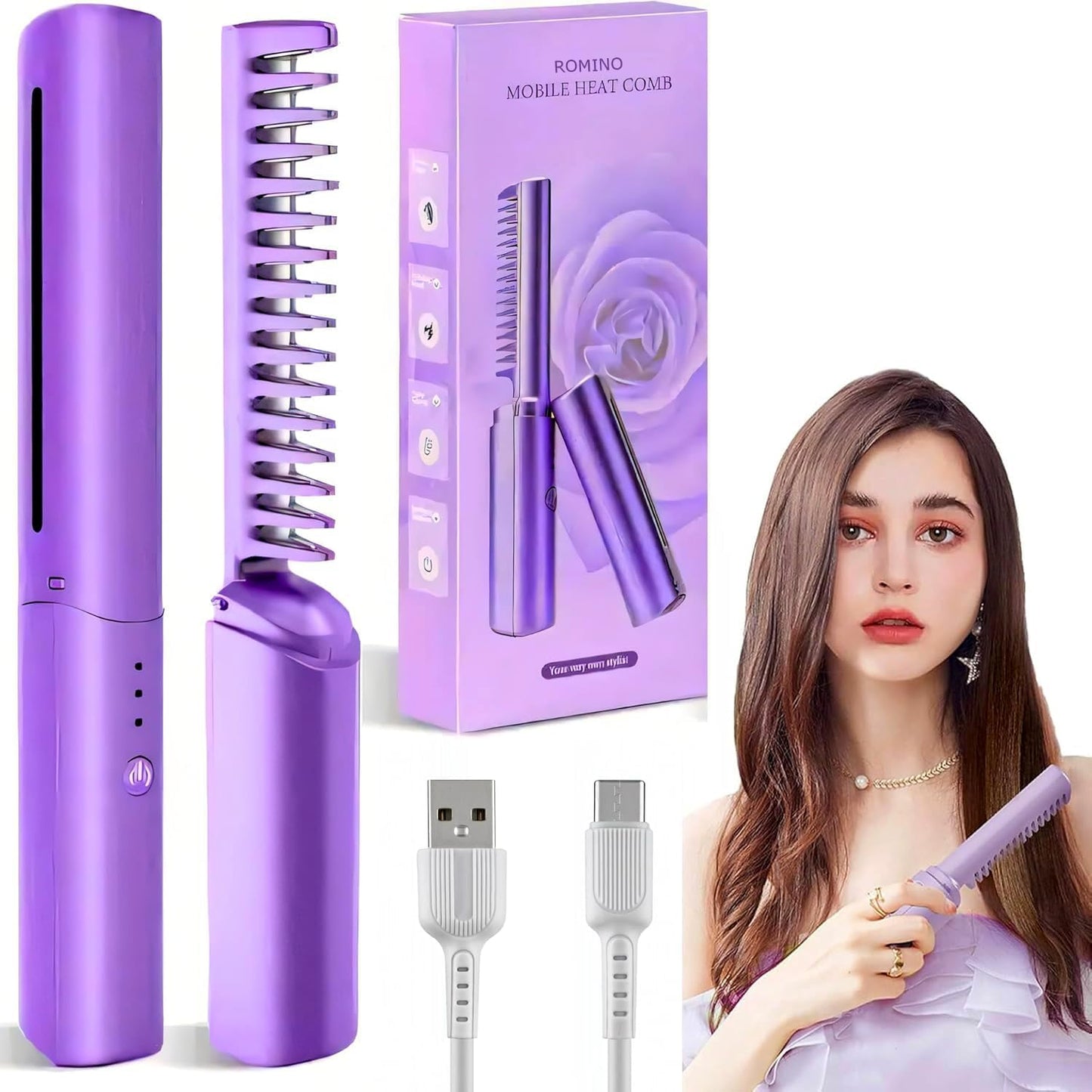 MiniPro™ Cordless Hair Styler + Hot Comb for Quick Touch-Ups